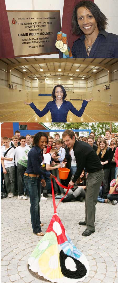 Pictures of Dame Kelly opening the new sports centre